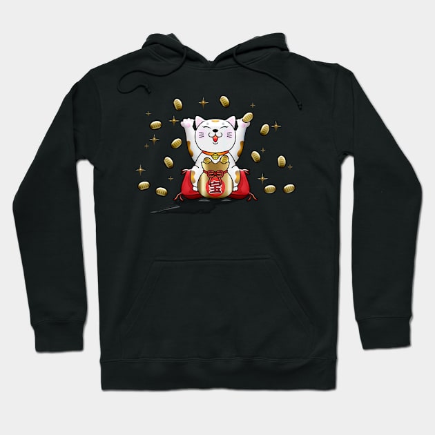 Lucky fortune cat Hoodie by WordFandom